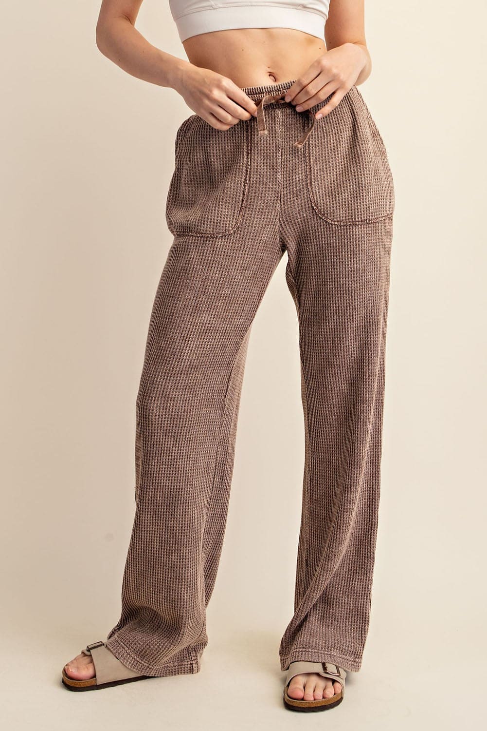 Mineral Washed Waffle Straight Leg Sweatpants