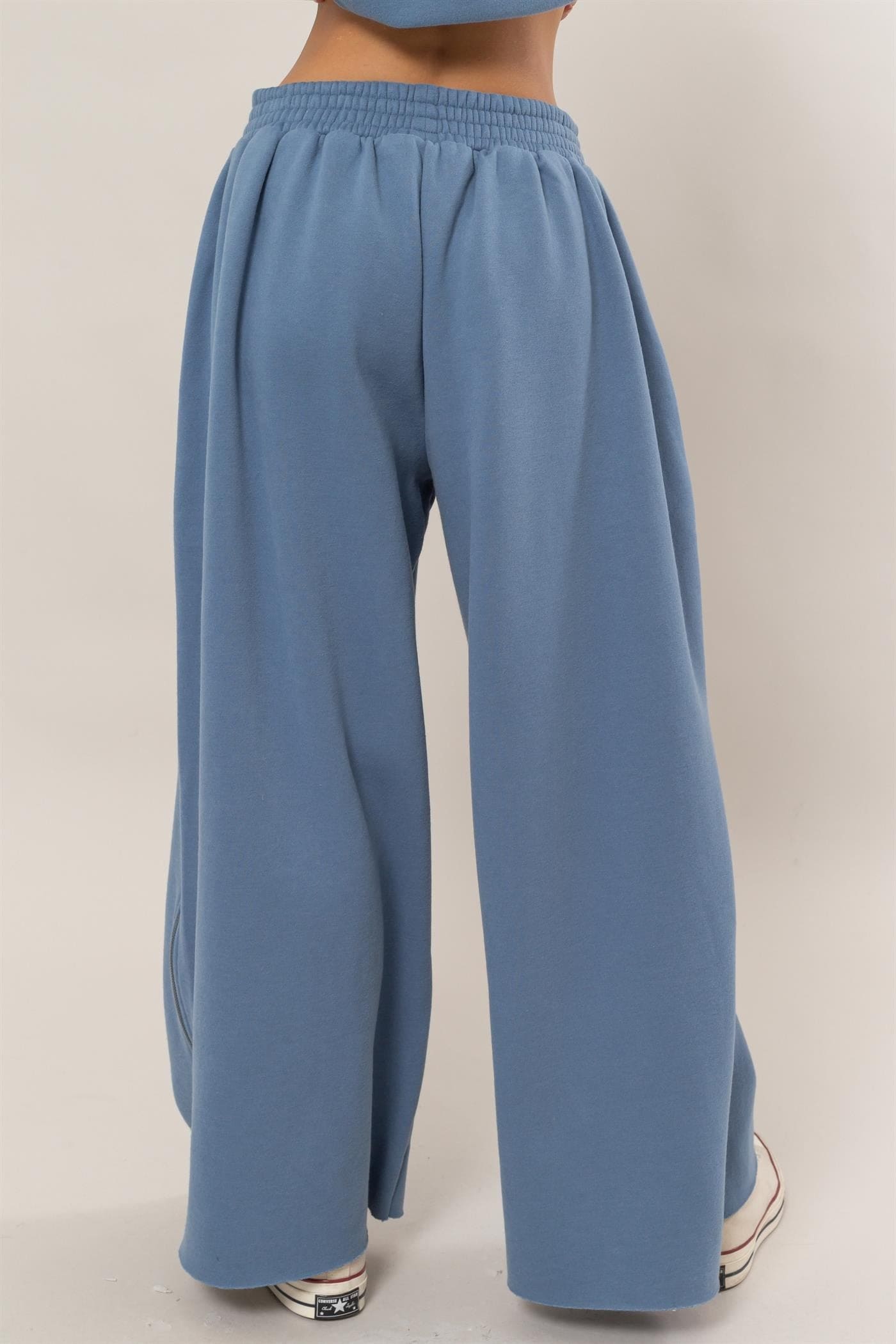 Wide-Leg Side Zipper Sweatpants