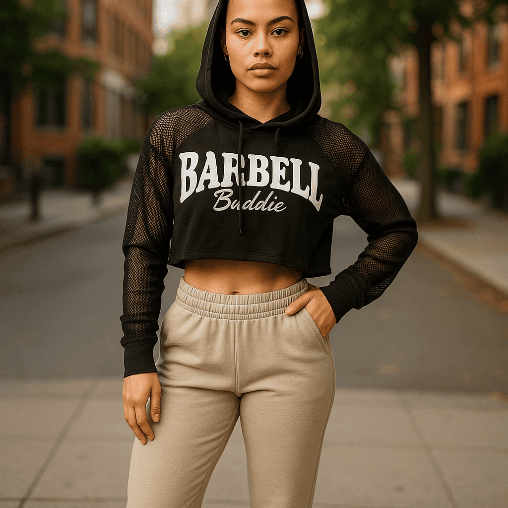 Cropped Longsleeve Fishnet Hoodie