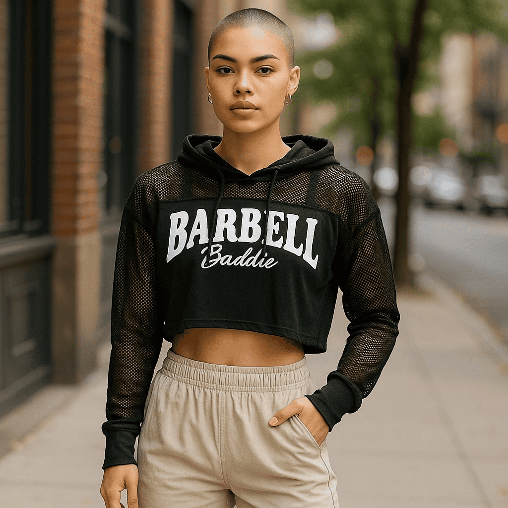 Cropped Longsleeve Fishnet Hoodie