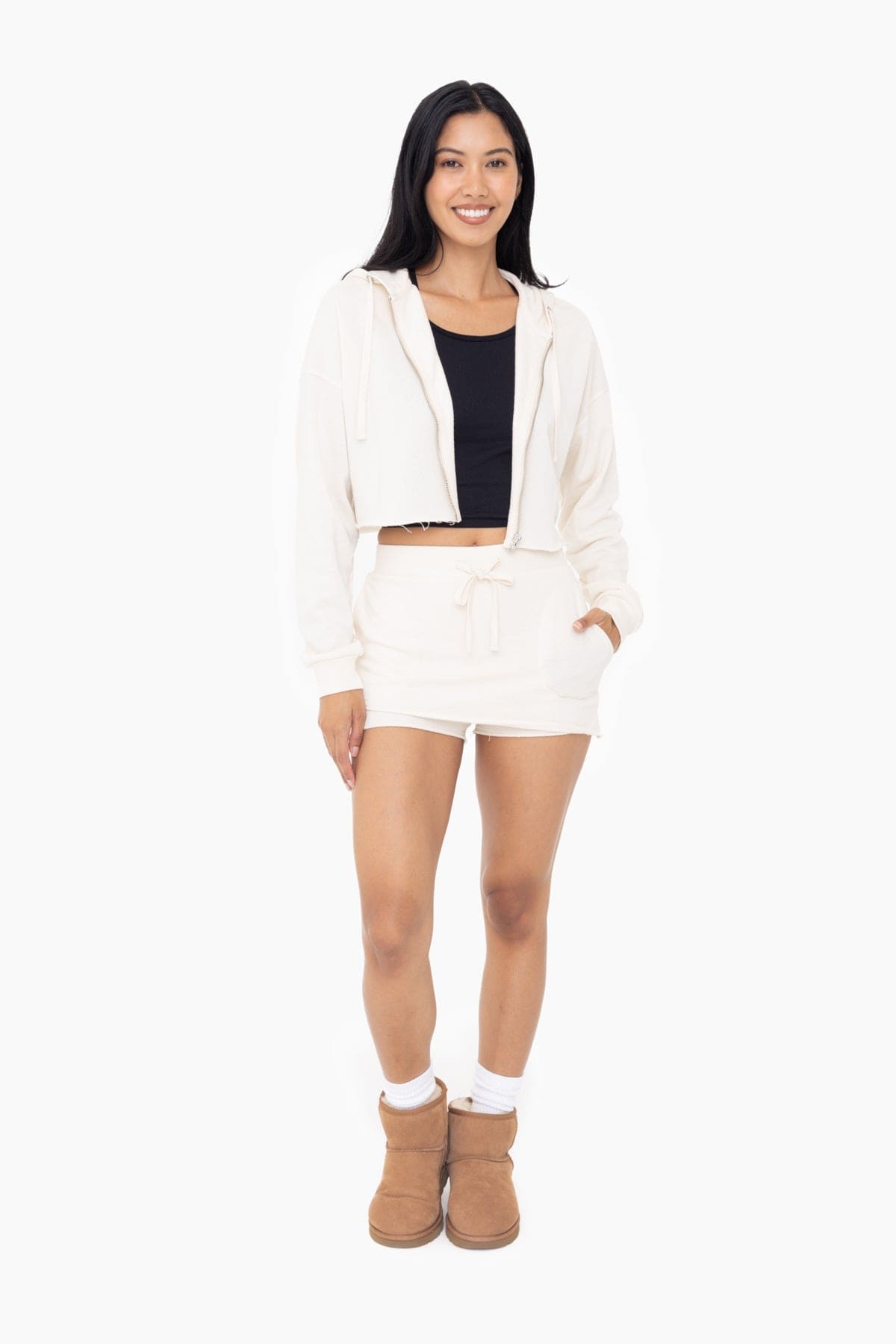 Cropped Zip - Up French Terry Hoodie - LEGDAY EVERYDAY