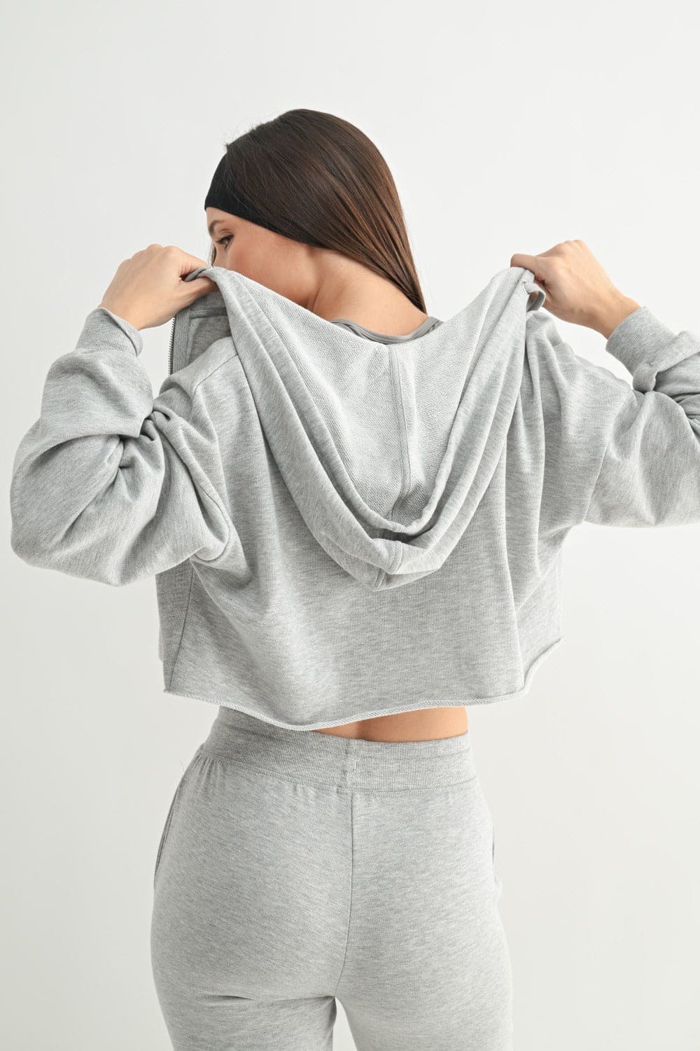 Cropped Zip - Up French Terry Hoodie - LEGDAY EVERYDAY