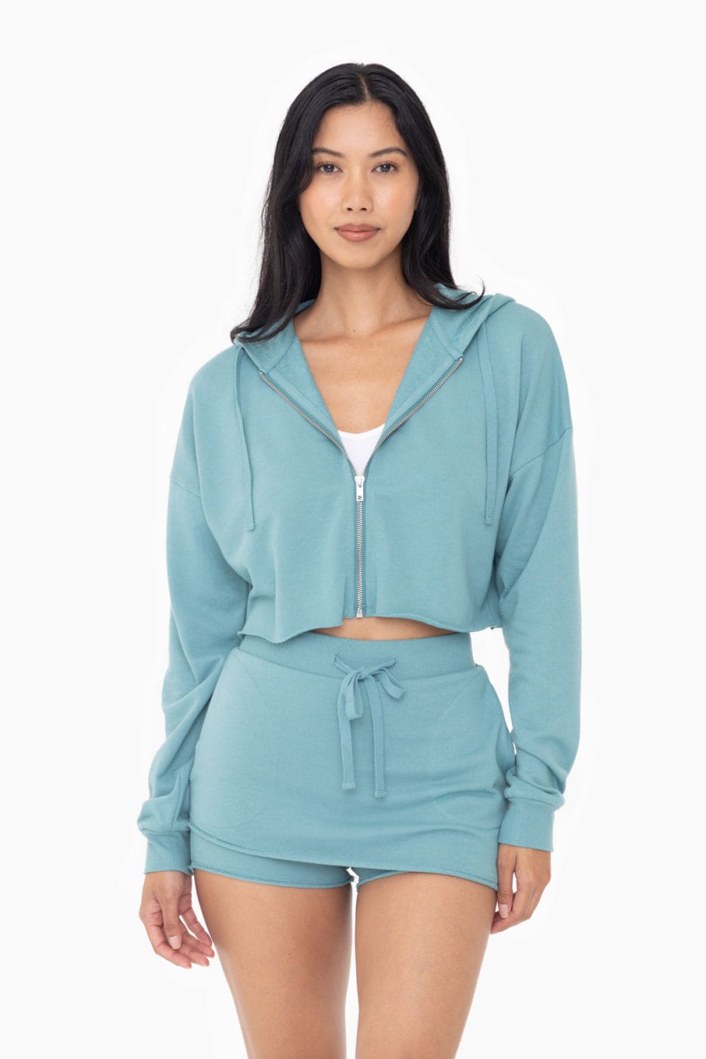 Cropped Zip - Up French Terry Hoodie - LEGDAY EVERYDAY