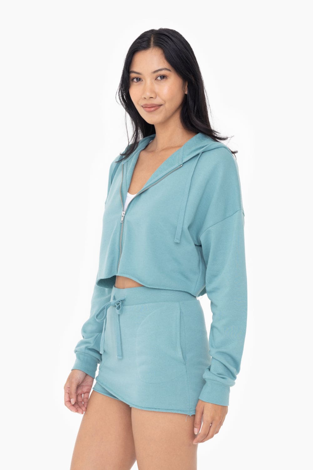 Cropped Zip - Up French Terry Hoodie - LEGDAY EVERYDAY