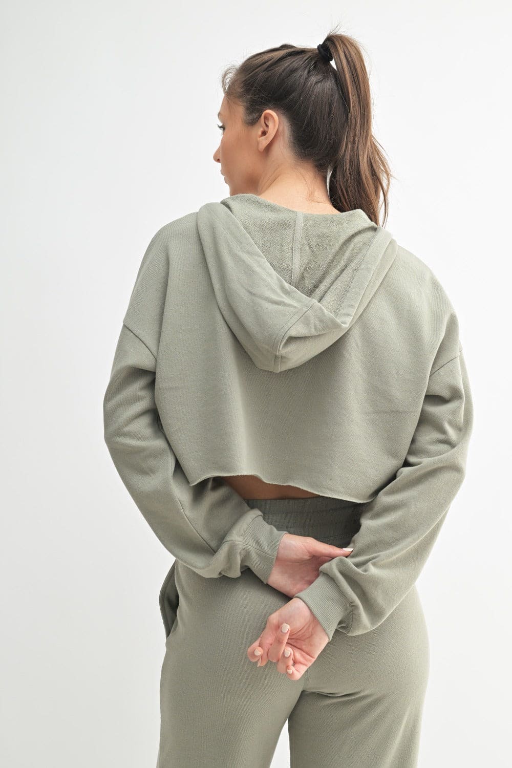 Cropped Zip - Up French Terry Hoodie - LEGDAY EVERYDAY