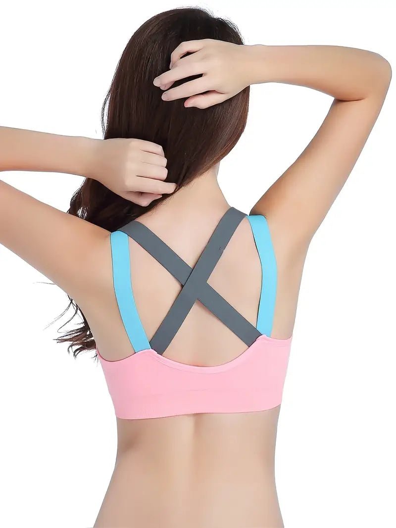 Elastic Multi - Color Criss - Cross Back Sportsbra - LEGDAY EVERYDAY