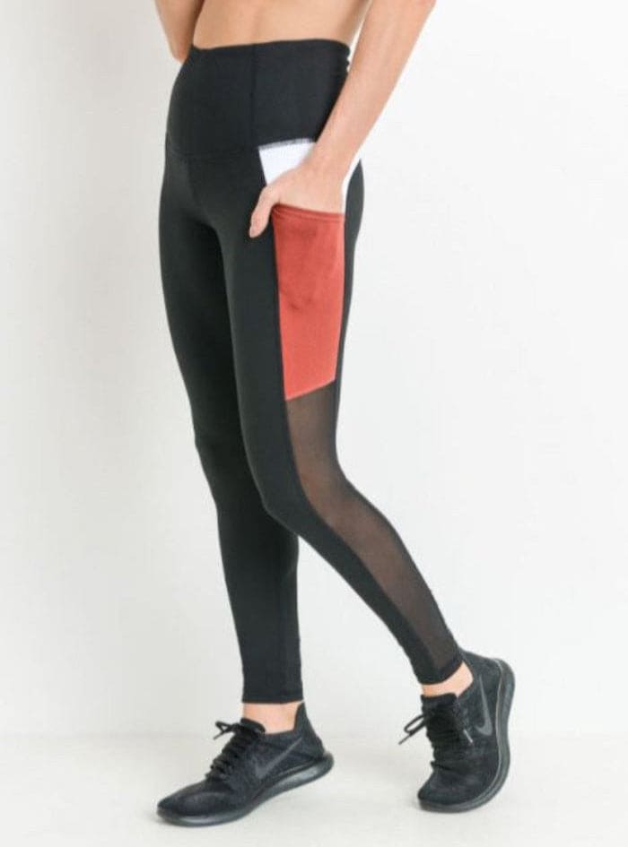 Mono B Highwaist Mesh & Colorblock Deep W/Side Pockets Leggings - LEGDAY EVERYDAY