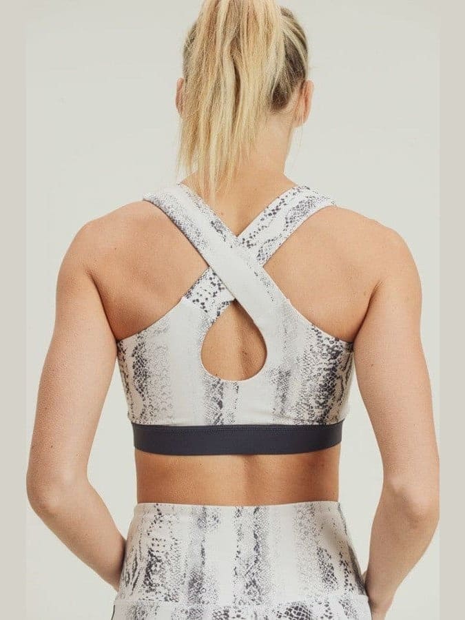 Monochrome Snake Print Set W/ Overlay Back - LEGDAY EVERYDAY