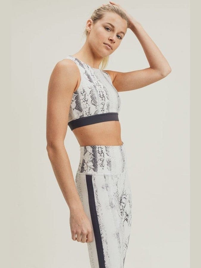 Monochrome Snake Print Set W/ Overlay Back - LEGDAY EVERYDAY