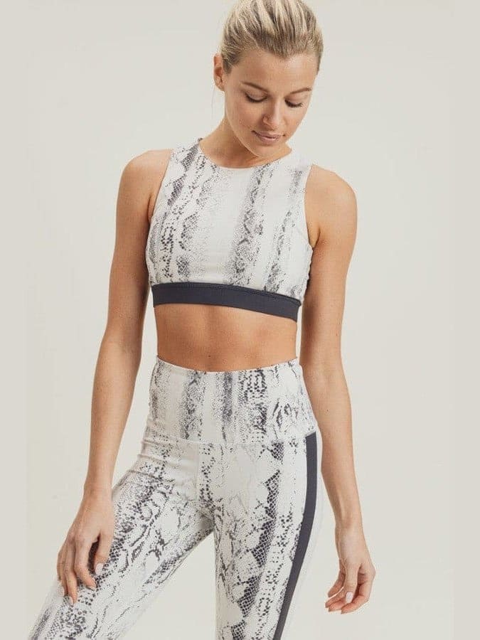 Monochrome Snake Print Set W/ Overlay Back - LEGDAY EVERYDAY