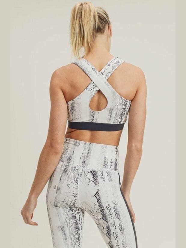 Monochrome Snake Print Set W/ Overlay Back - LEGDAY EVERYDAY