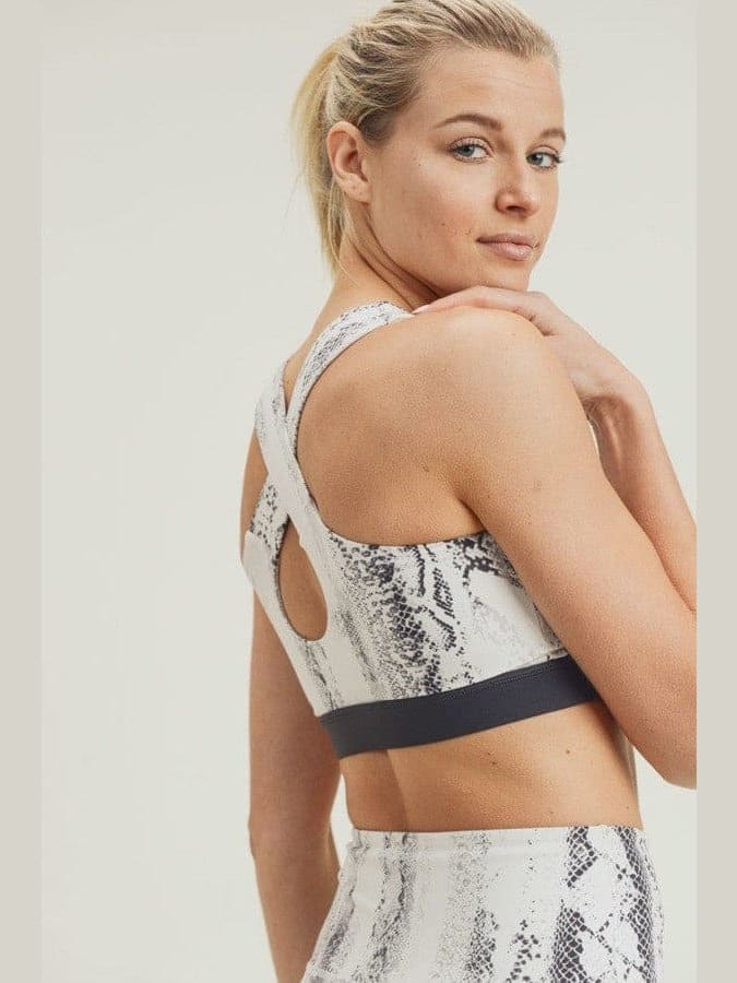 Monochrome Snake Print Set W/ Overlay Back - LEGDAY EVERYDAY