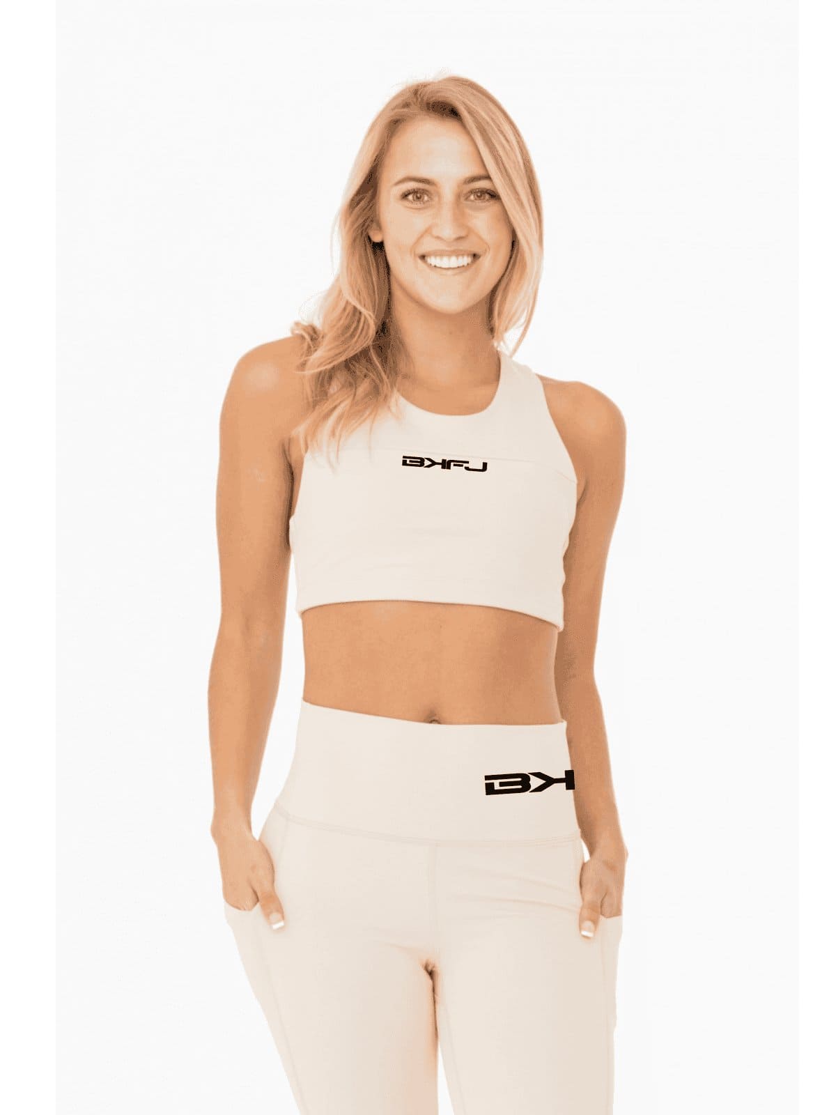 Split Front Overlay Back Adjustable Sports Bra - BKFJNY