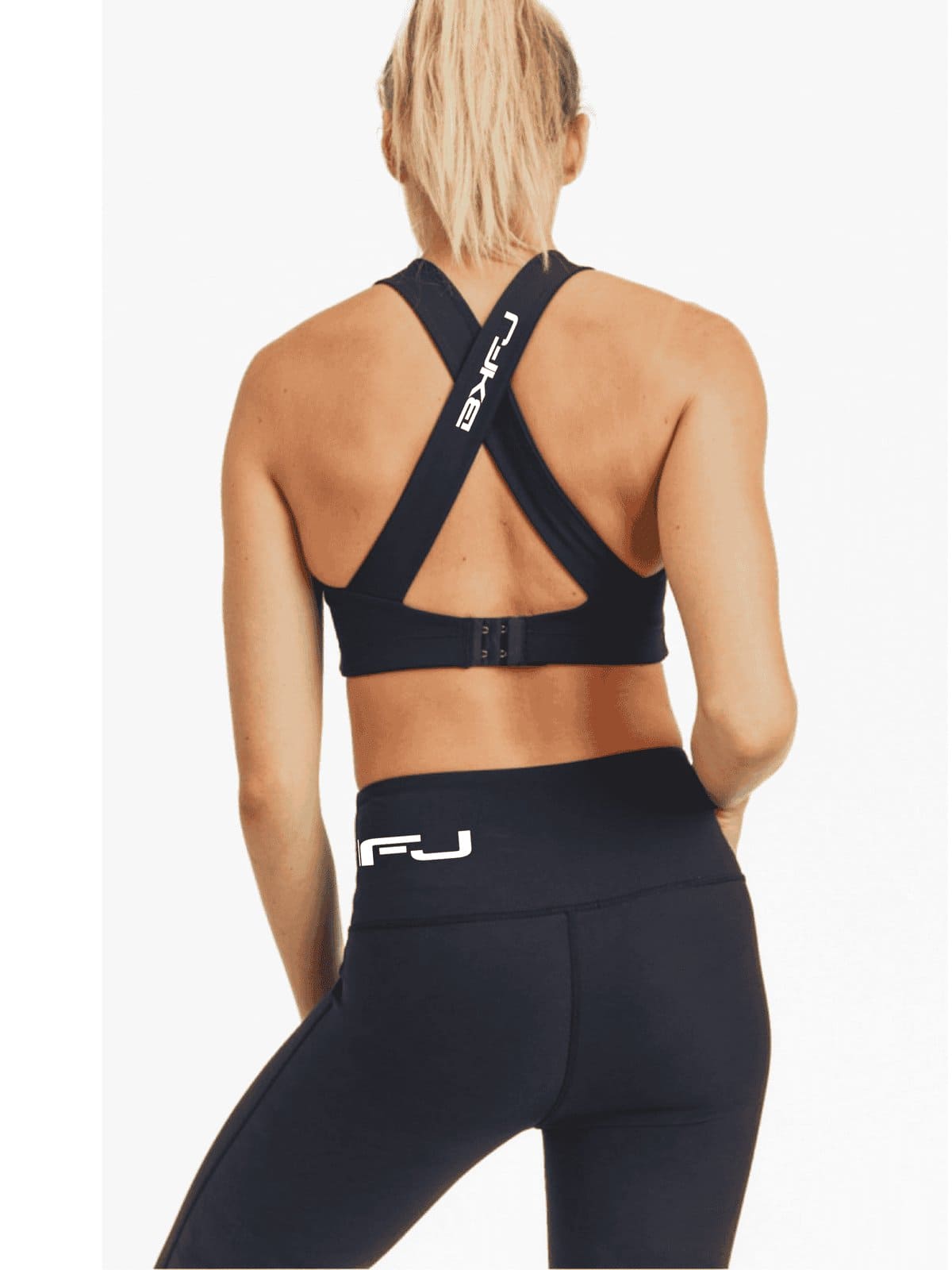 Split Front Overlay Back Adjustable Sports Bra - BKFJNY