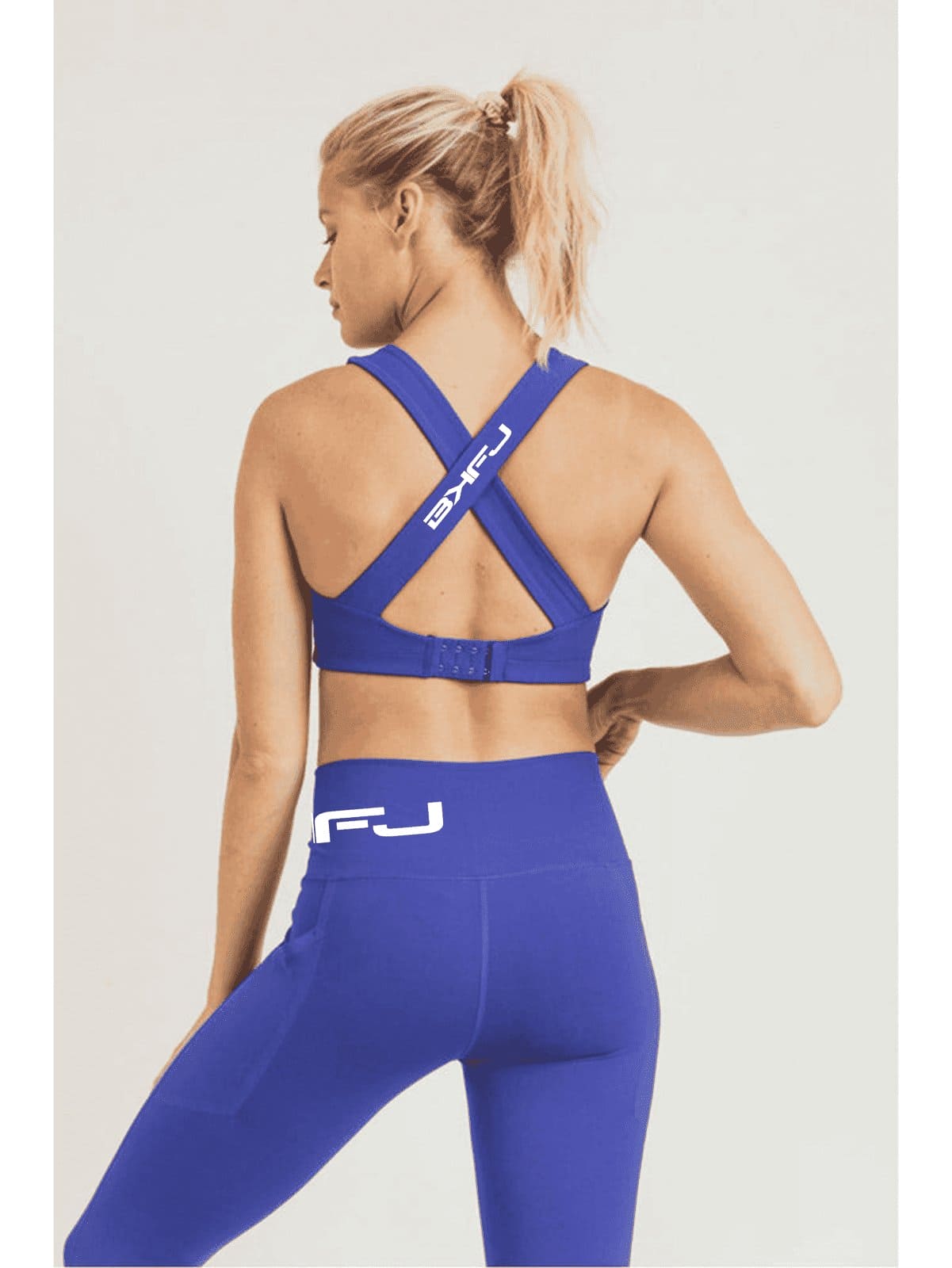 Split Front Overlay Back Adjustable Sports Bra - BKFJNY