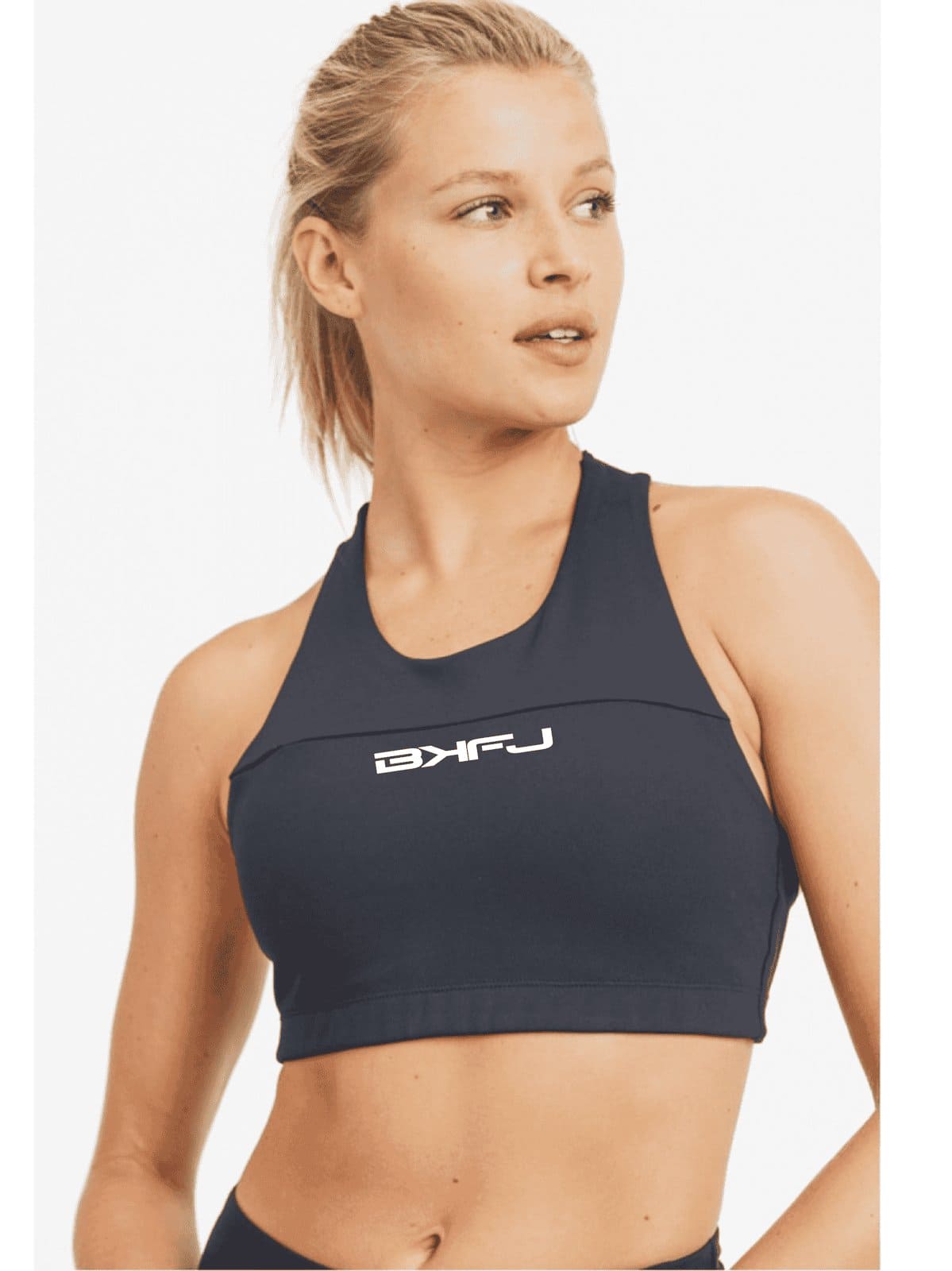 Split Front Overlay Back Adjustable Sports Bra - BKFJNY