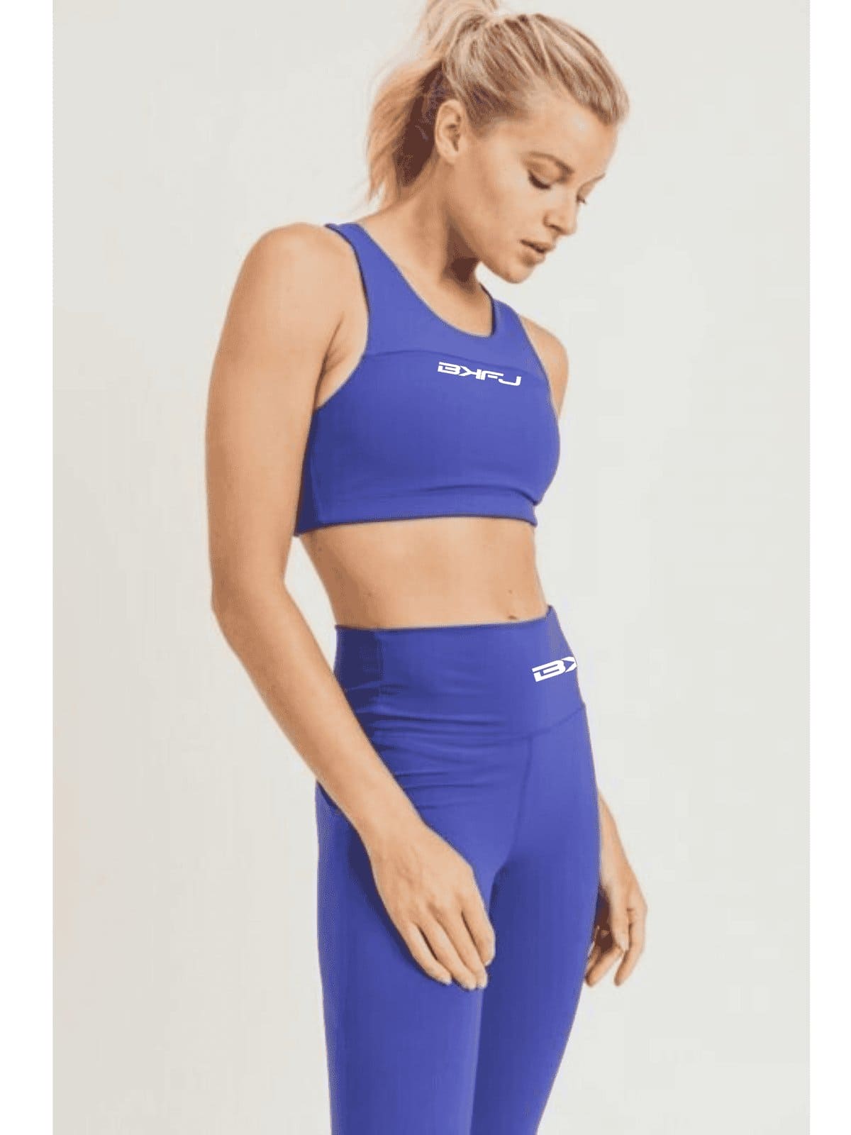 Split Front Overlay Back Adjustable Sports Bra - BKFJNY