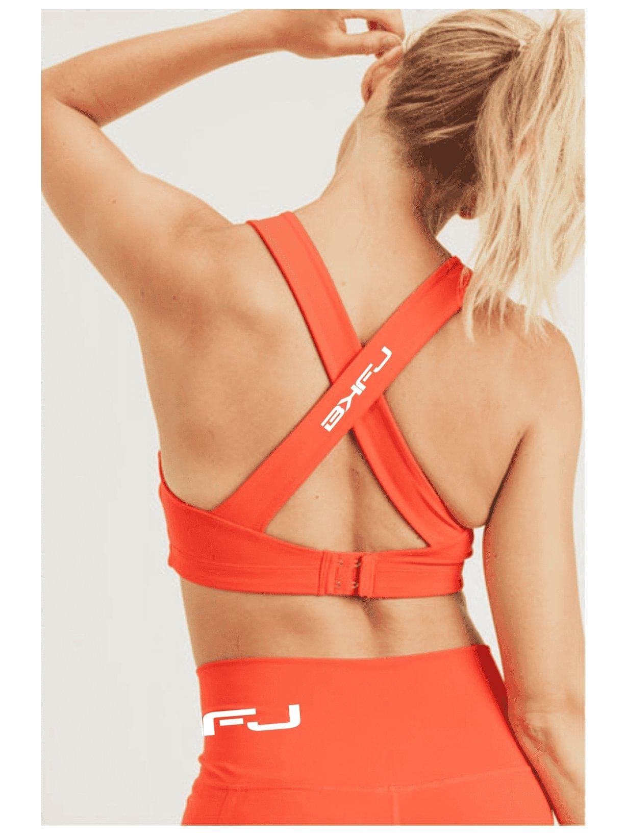 Split Front Overlay Back Adjustable Sports Bra - BKFJNY