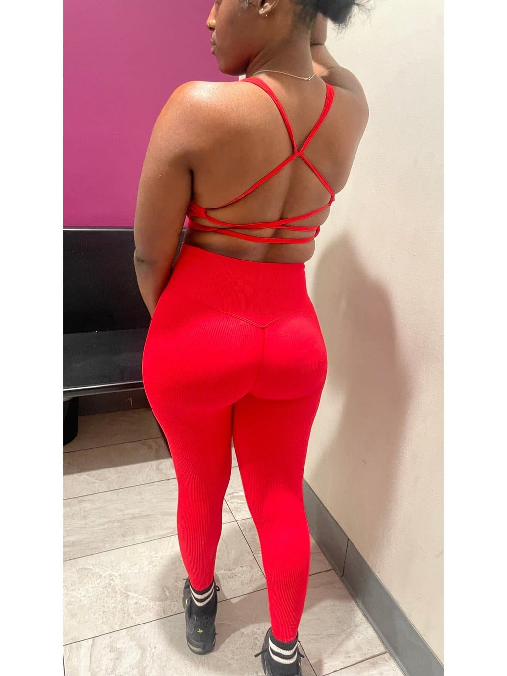 Strappy Back Ribbed Leggings Set - LEGDAY EVERYDAY