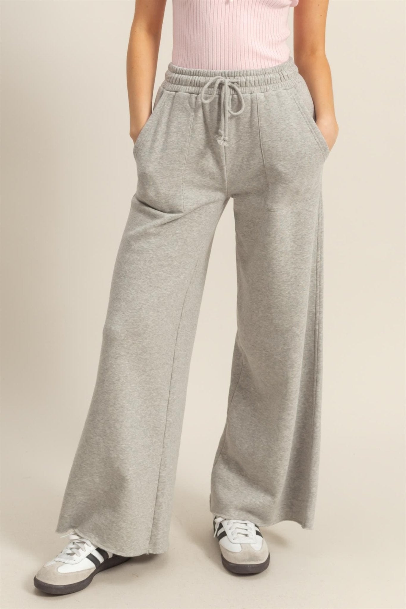 Wide Leg Drawstring Sweatpants - LEGDAY EVERYDAY