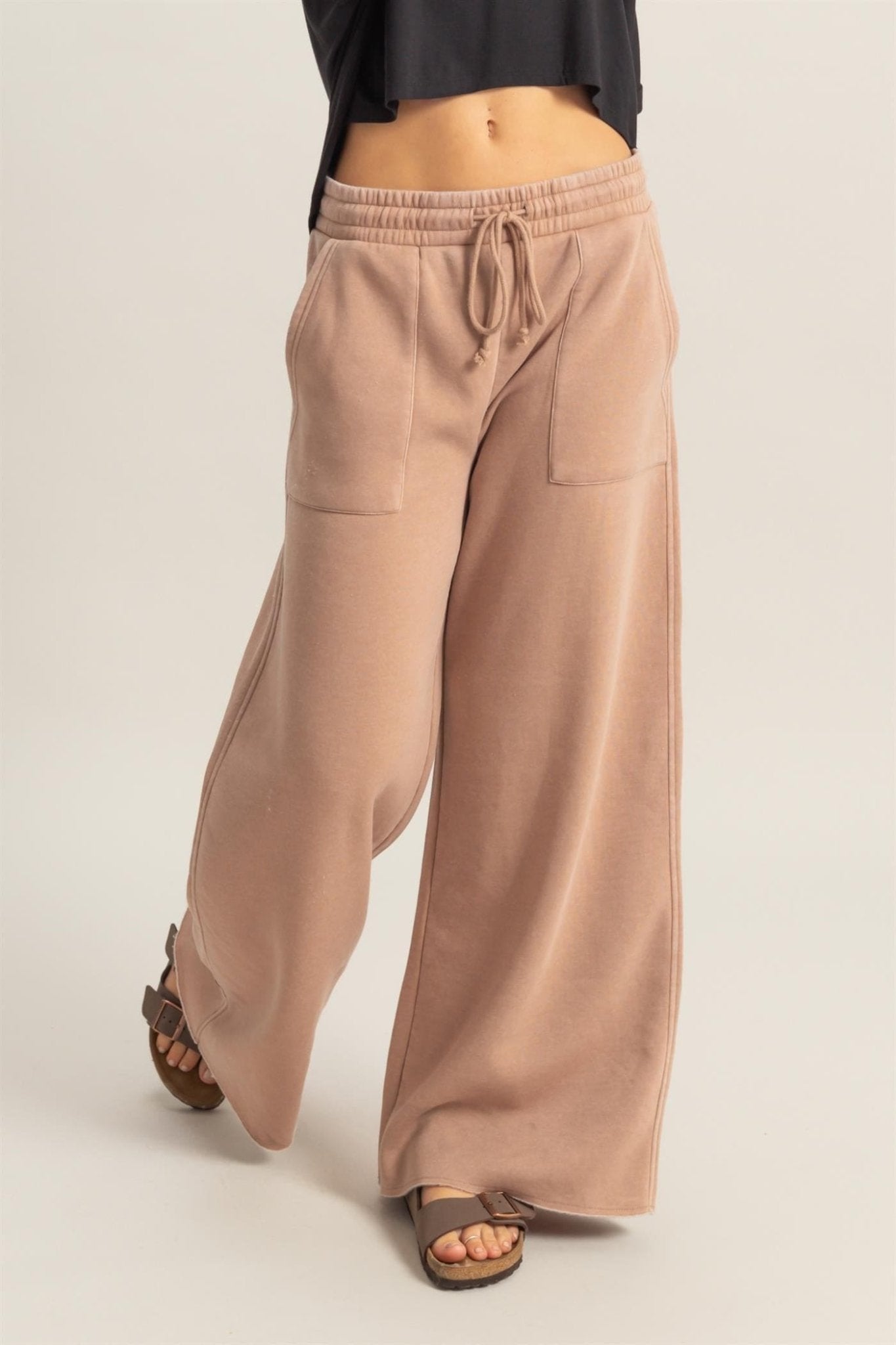 Wide Leg Drawstring Sweatpants - LEGDAY EVERYDAY
