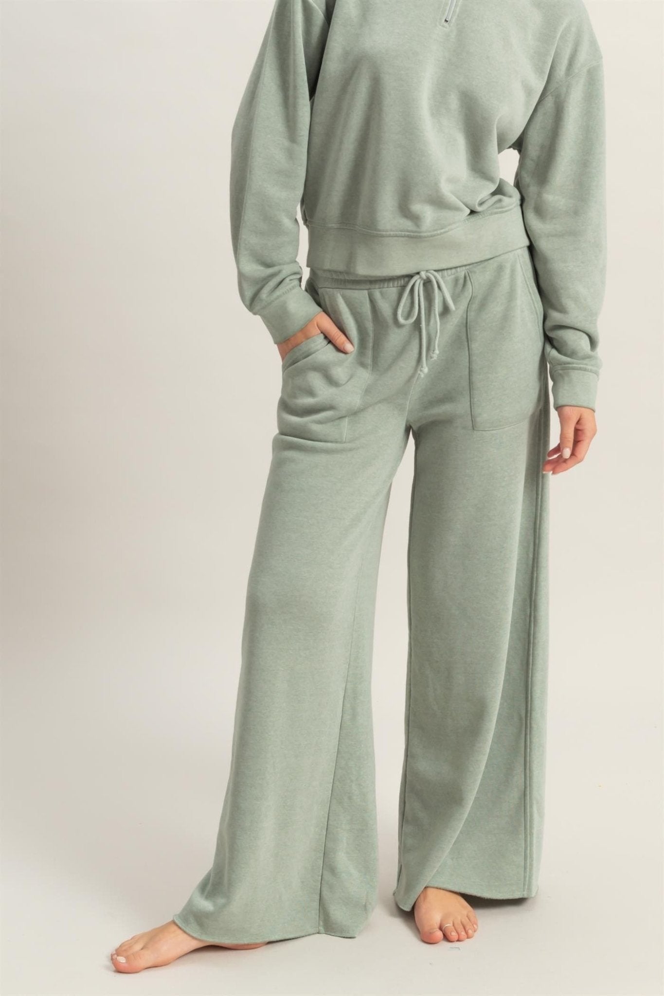 Wide Leg Drawstring Sweatpants - LEGDAY EVERYDAY