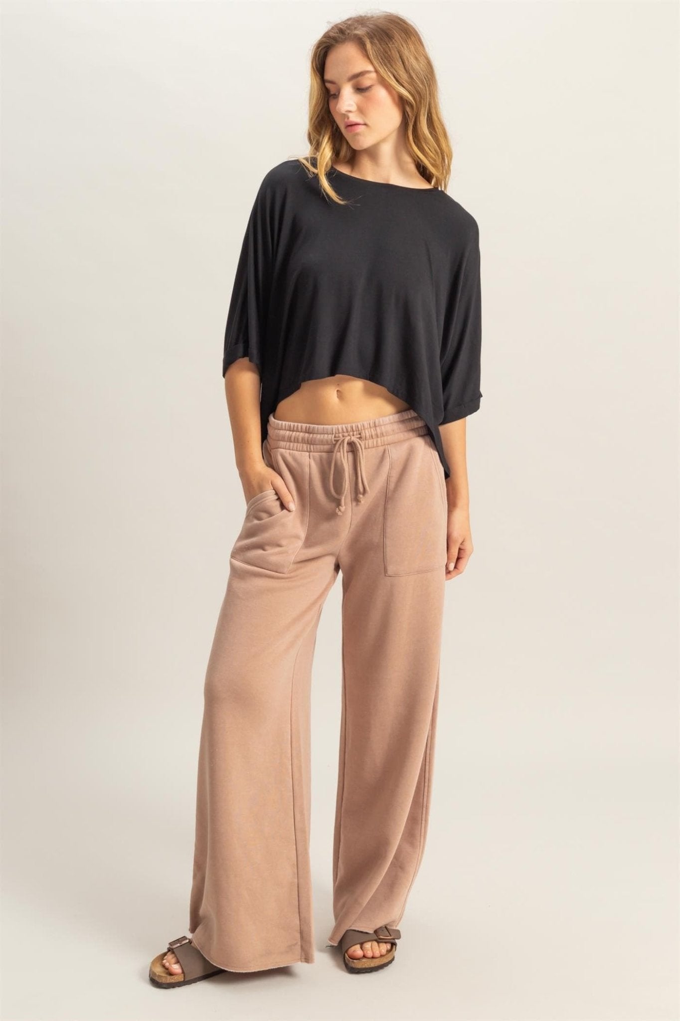 Wide Leg Drawstring Sweatpants - LEGDAY EVERYDAY
