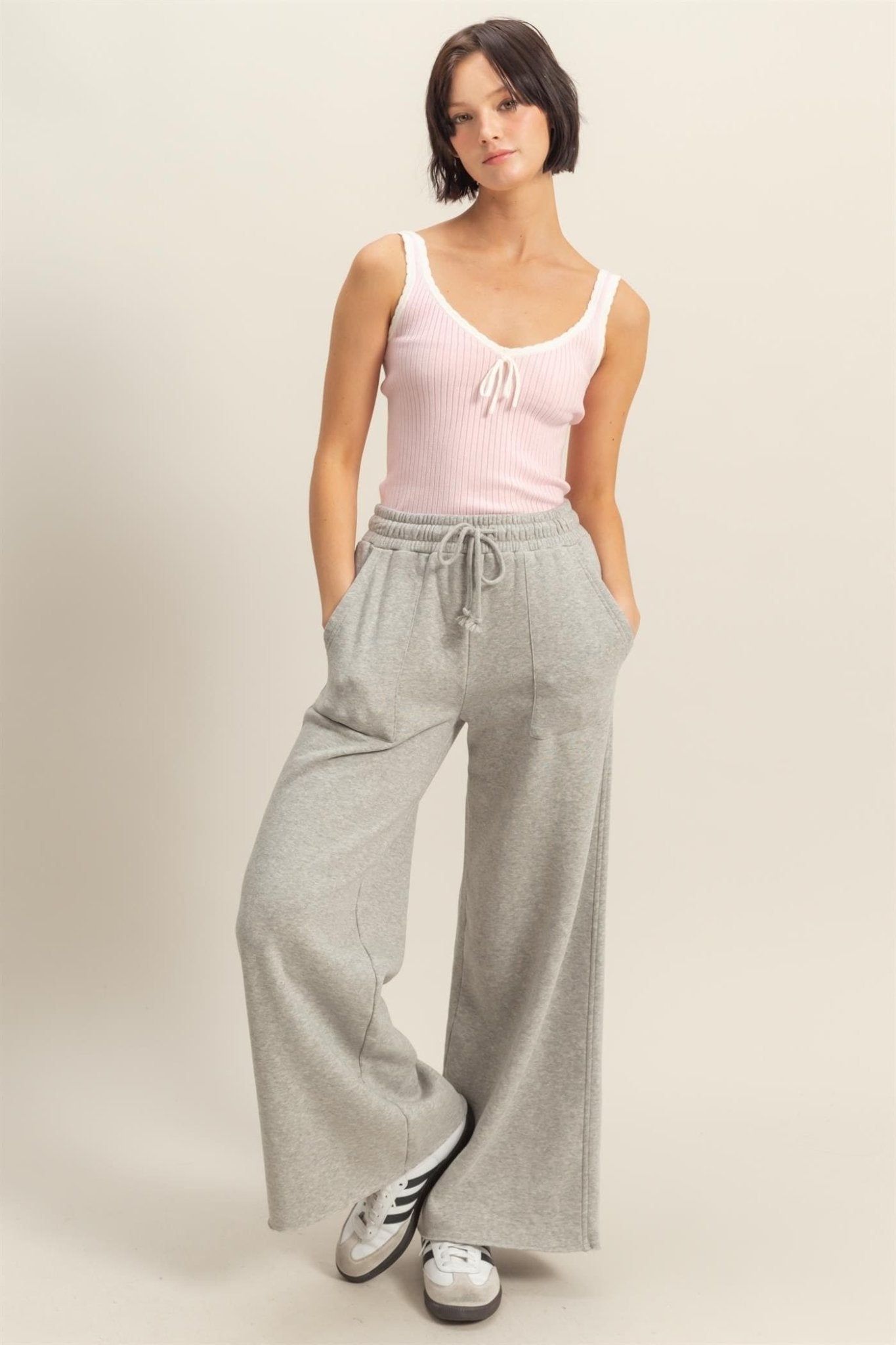 Wide Leg Drawstring Sweatpants - LEGDAY EVERYDAY