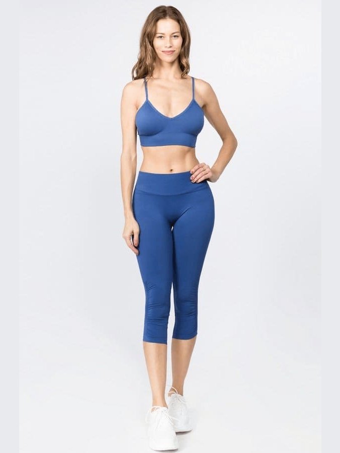 High Rise Cinched Ankle Seamless Capri Leggings - LEGDAY EVERYDAY