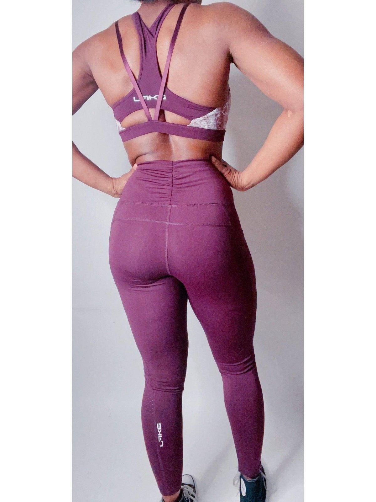 Highwaist Plum Leggings W/ Mesh Panels - BKFJNY