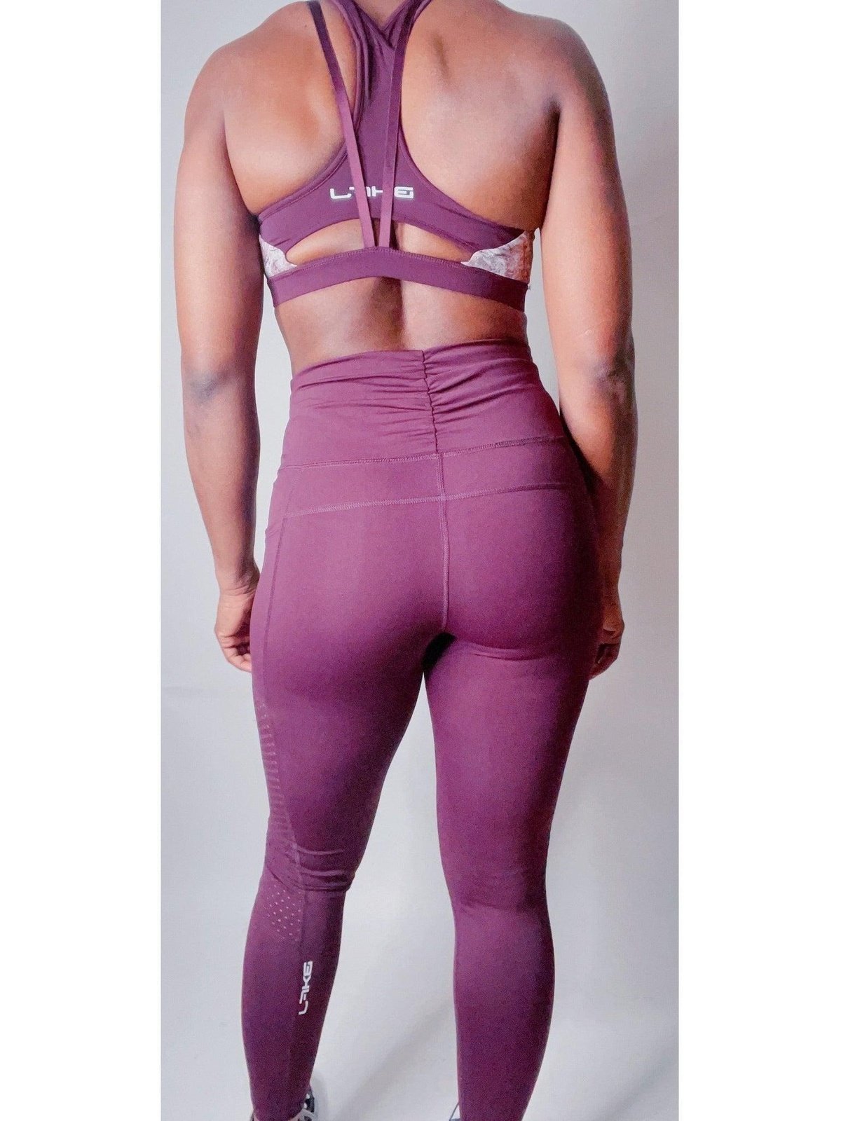 Highwaist Plum Leggings W/ Mesh Panels - BKFJNY