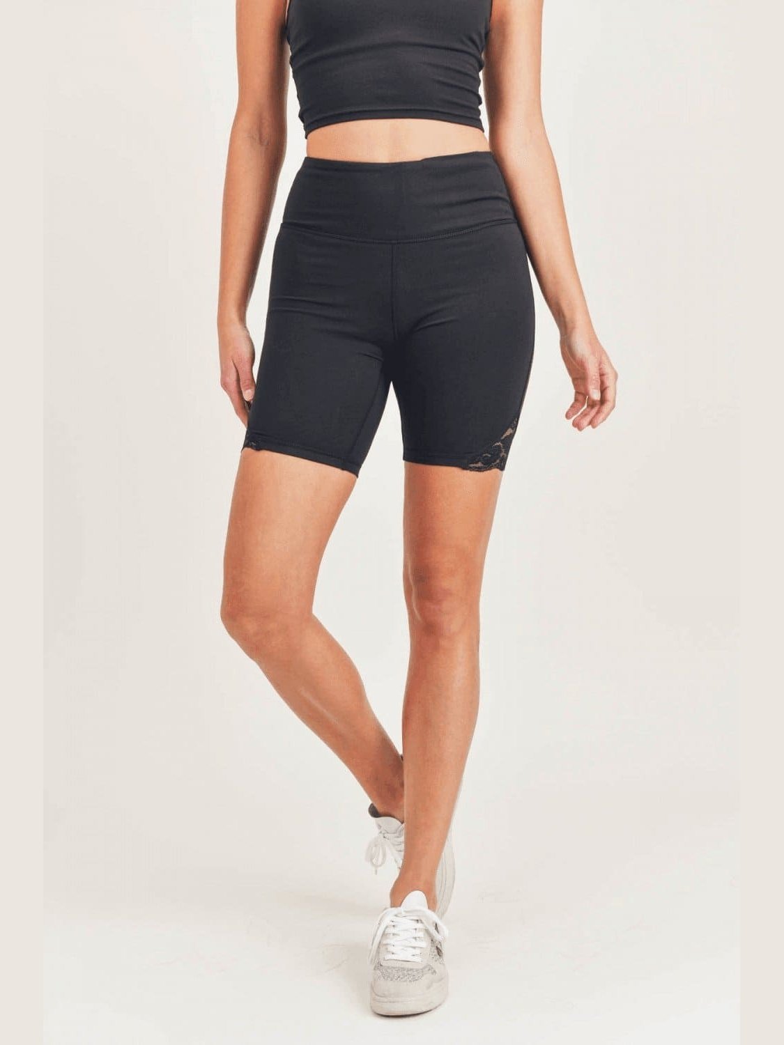 Mono B Lace Accent Highwaist Biker Shorts - LEGDAY EVERYDAY