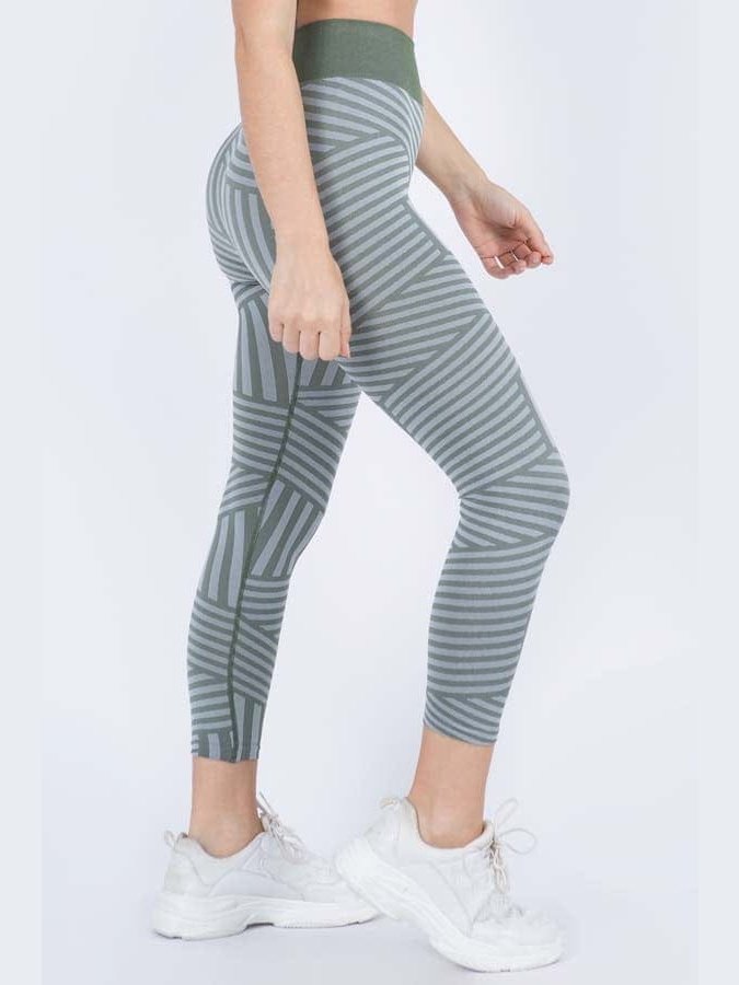 Striped Activewear Leggings - BKFJNY